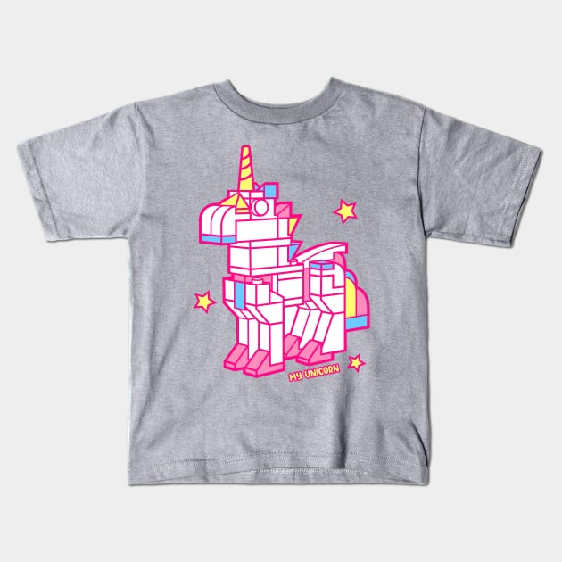 My Sweet Unicorn Lego Kids T-Shirt by Acid_rain